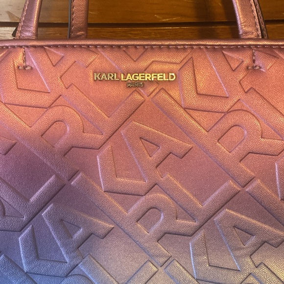 Karl Lagerfeld Maybelle Satchel cactus pink ombré w/ cat Choupette handbag rare - Picture 3 of 9